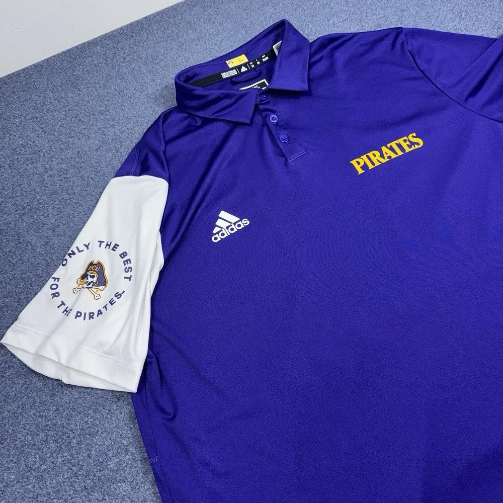 Adidas ECU Pirates Polo Shirt Purple Climalite 2XL East Carolina University